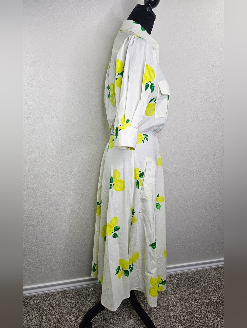 Essentiel Antwerp Darko lemon print shirt dress 34/2 - Picture 6 of 14